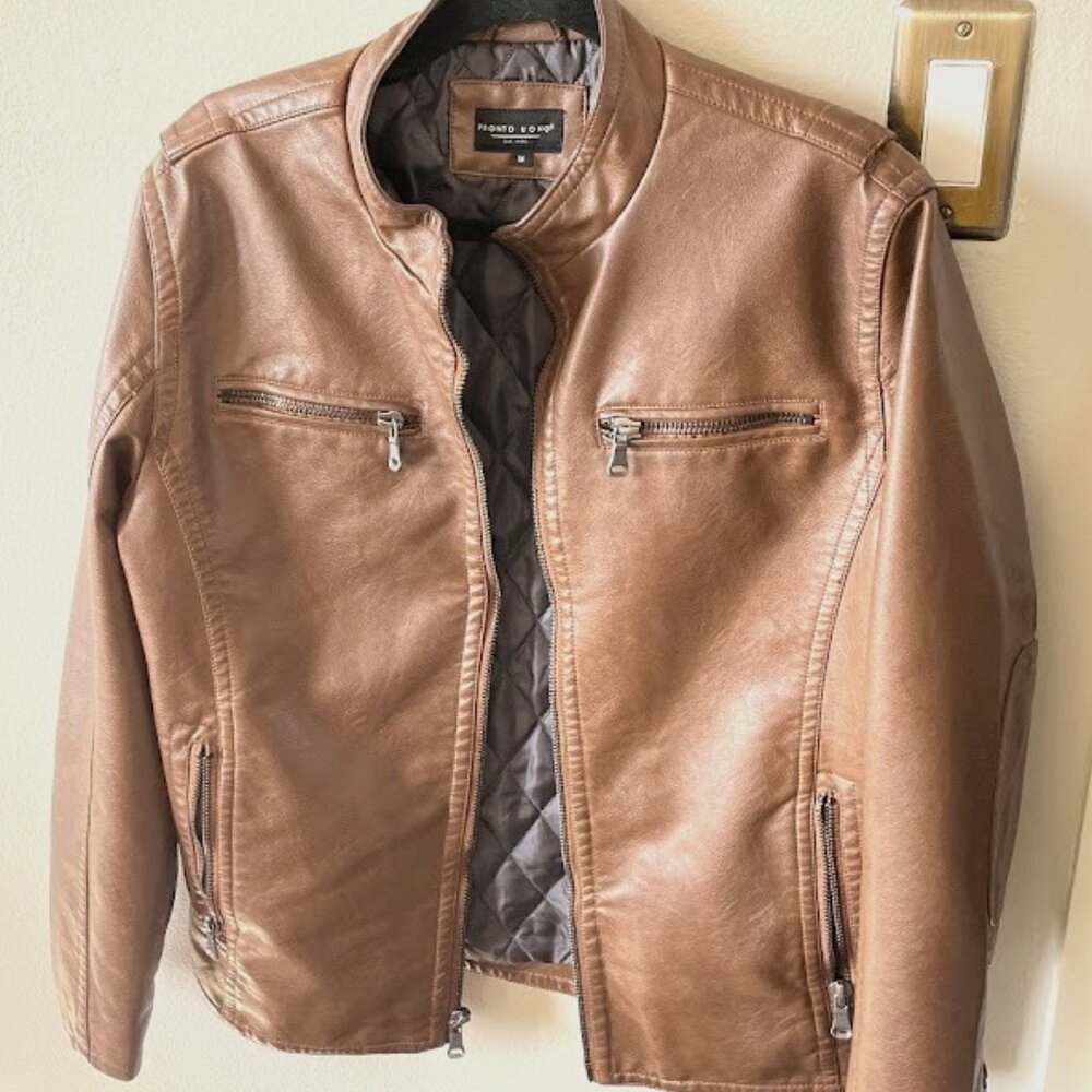 Faux Leather Moto-style Jacket - New, Medium